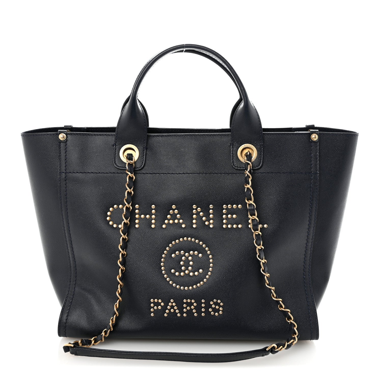 Caviar Small Studded Deauville Tote Navy