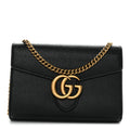 Calfskin GG Marmont Chain Wallet Black