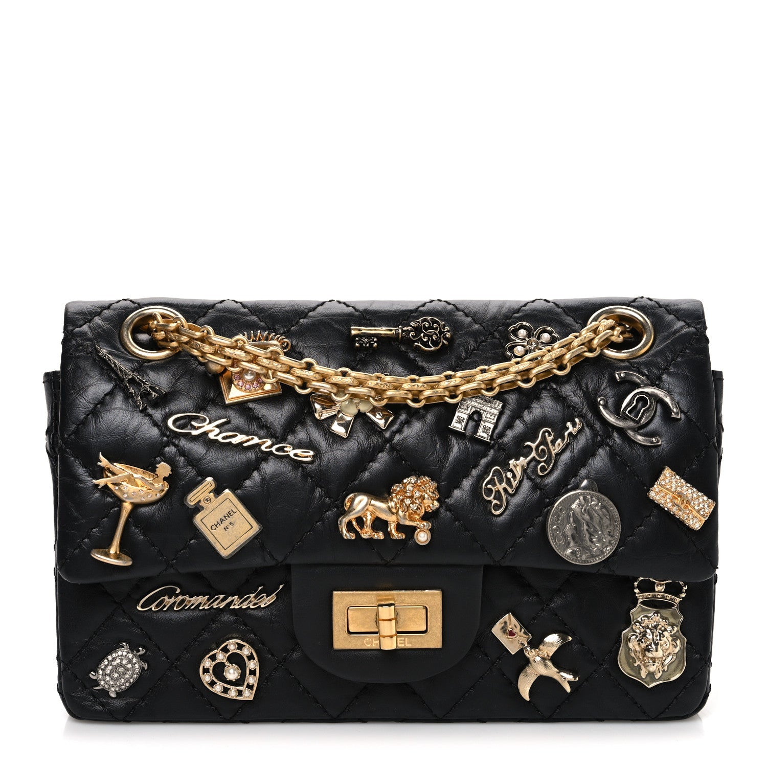 Aged Calfskin Lucky Charms 2.55 Reissue 224 Flap Black
