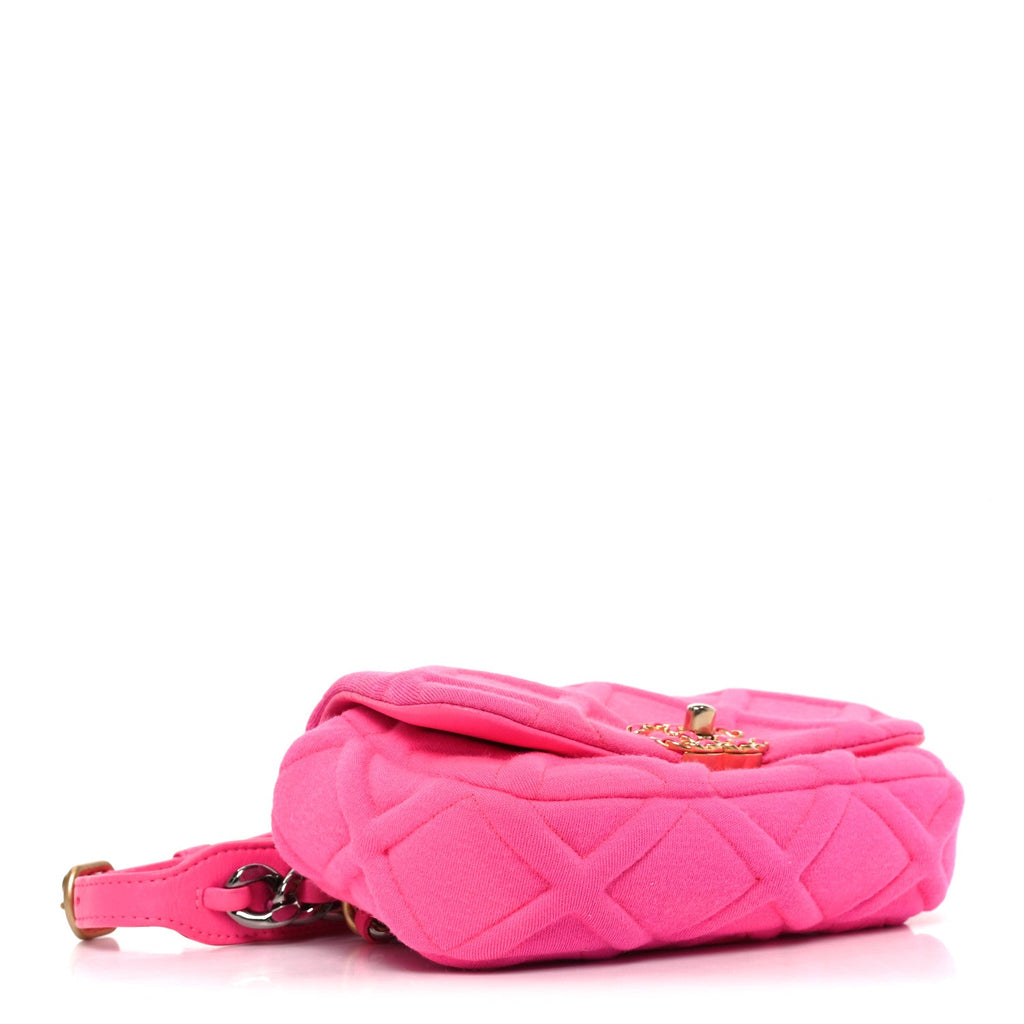Jersey Quilted Chanel 19 Waist Bag Pink