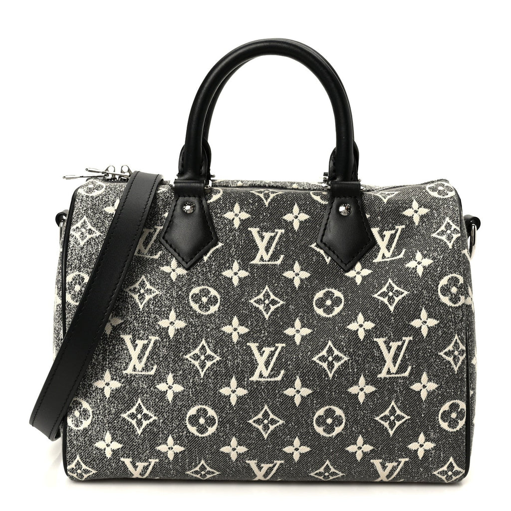 Denim Monogram Jacquard Speedy Bandouliere 25 Black