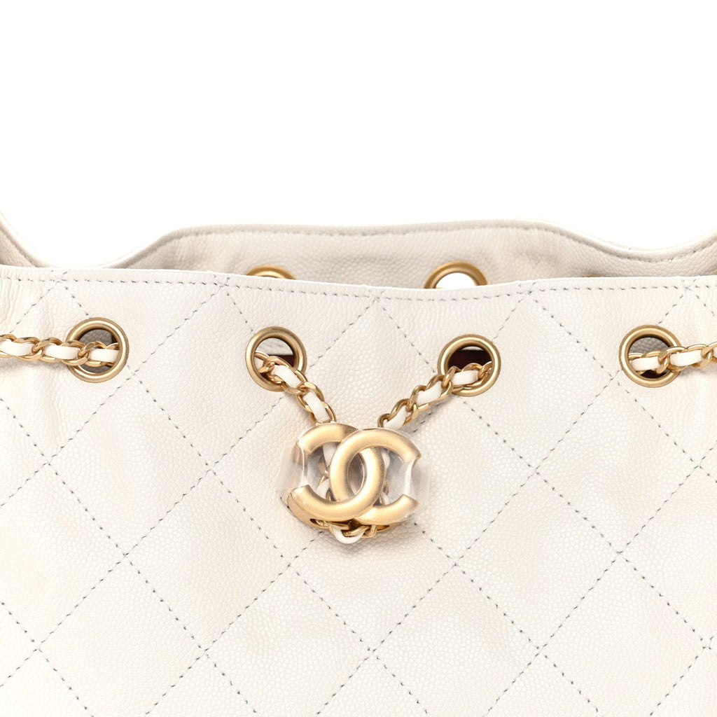 Caviar Quilted Mini Chanel 25 Handbag White