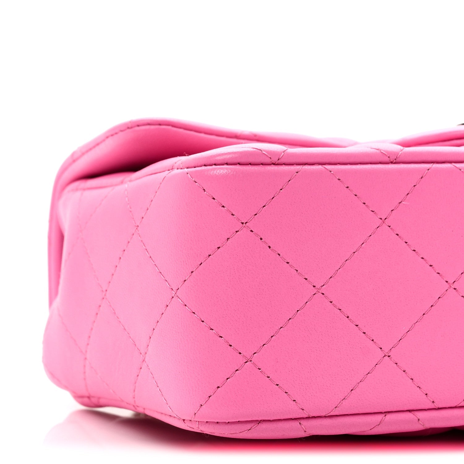Lambskin Quilted Mini Rectangular Flap Neon Pink
