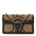 Monogram Jumbo GG Textured Dollar Calfskin Super Mini Dionysus Shoulder Bag Camel Ebony New Acero