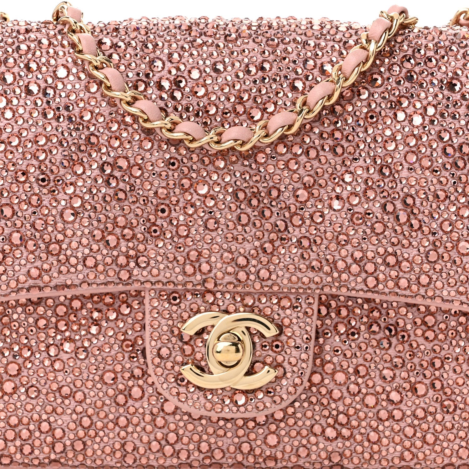 Lambskin Crystal Diamante Small Flap Light Pink