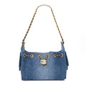 Washed Denim Quilted Mini Chanel 25 Handbag Blue