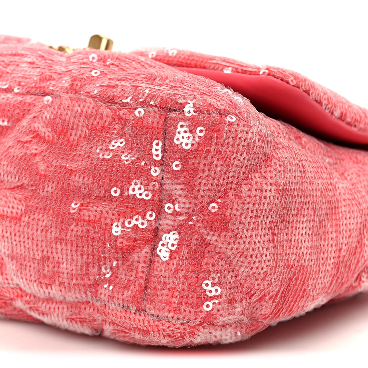 Sequin Quilted Medium Chanel 19 Flap Coral