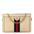 Textured Calfskin Web Small Ophidia Chain Shoulder Bag Mystic White