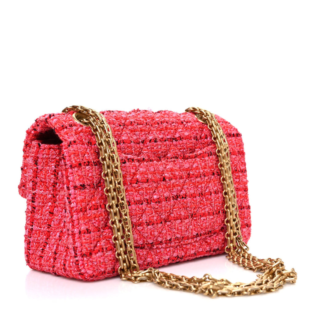 Tweed Quilted Mini 2.55 Reissue Flap Red Ecru Black