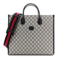 GG Supreme Monogram Azalea Calfskin Medium Retro Interlocking G Tote Bag Beige Blue