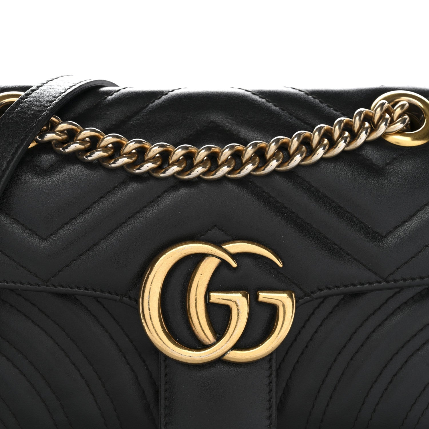 Calfskin Matelasse Mini GG Marmont Shoulder Bag Black