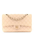 Caviar Quilted Medium Double Flap Light Beige