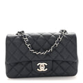 Caviar Quilted Mini Rectangular Flap Navy
