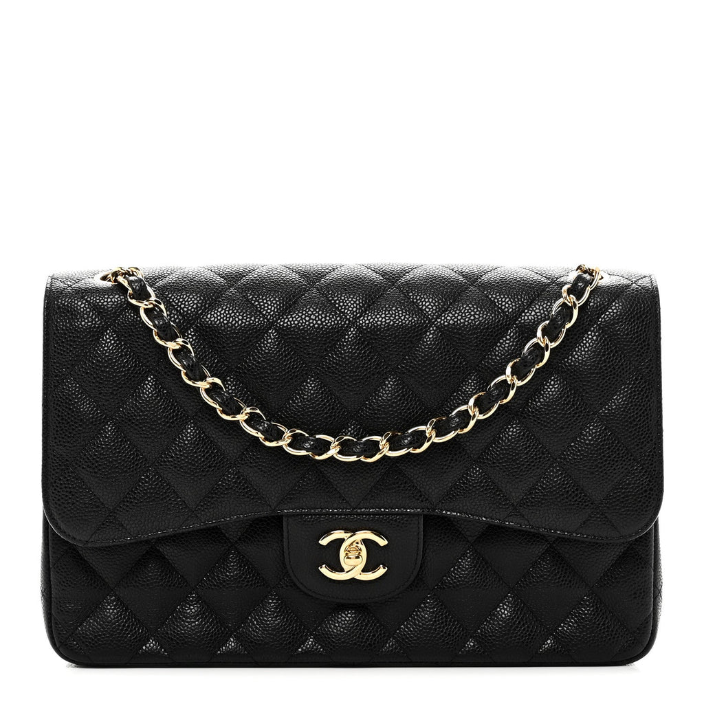 Caviar Quilted Jumbo Double Flap Black