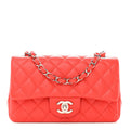 Lambskin Quilted Mini Rectangular Flap Red