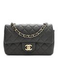 Lambskin Quilted Mini Rectangular Flap Dark Grey
