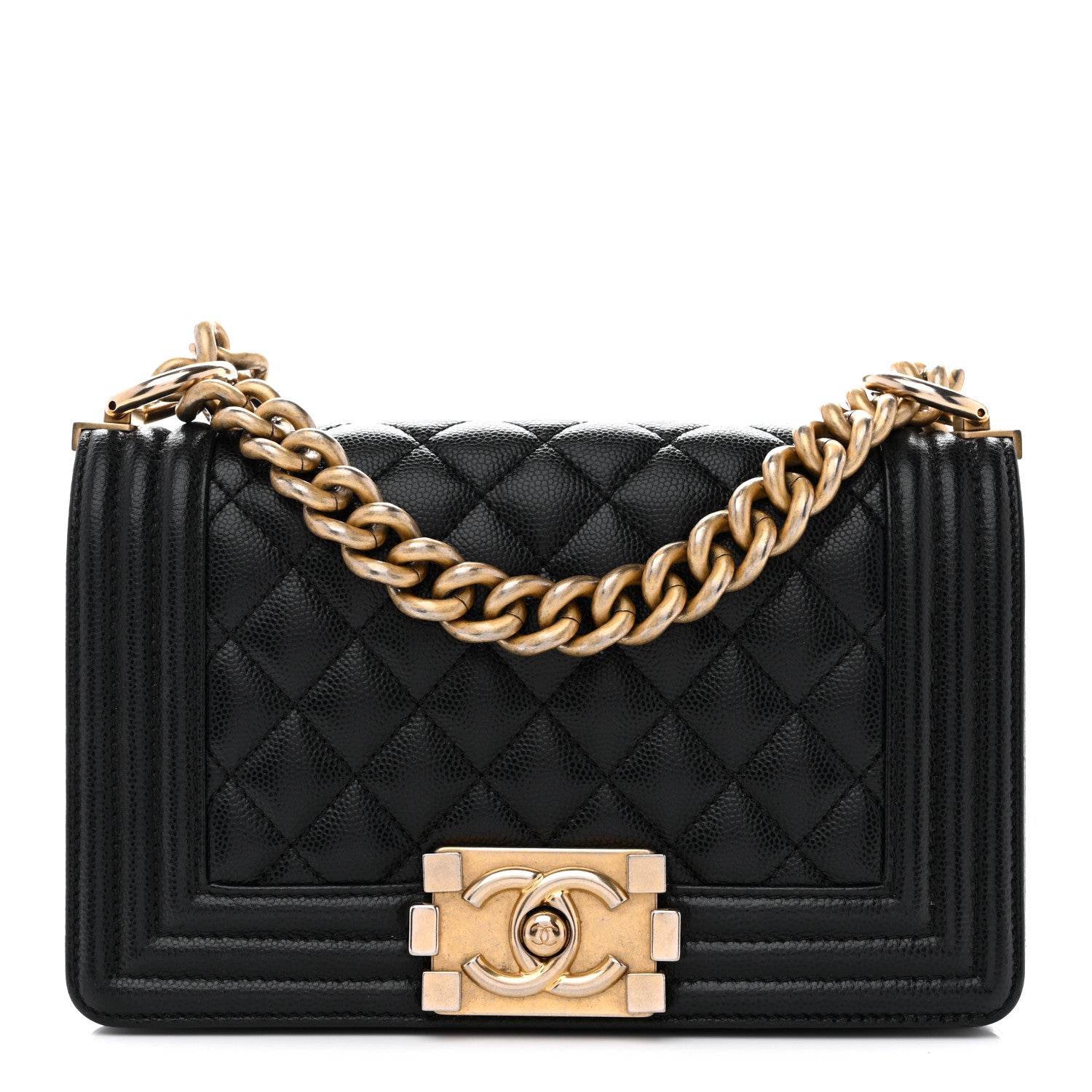 Caviar Quilted Small Boy Flap Black