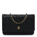 Caviar Quilted Wallet on Chain WOC Black