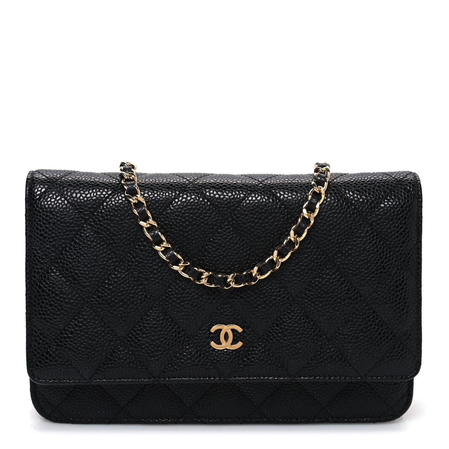 Caviar Quilted Wallet on Chain WOC Black