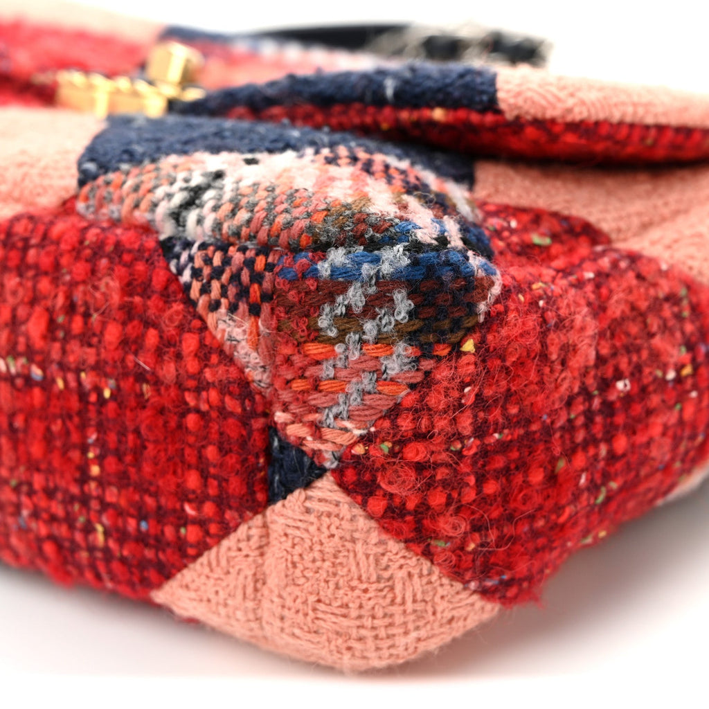 Tweed Quilted Medium Chanel 19 Flap Red Navy Multicolor
