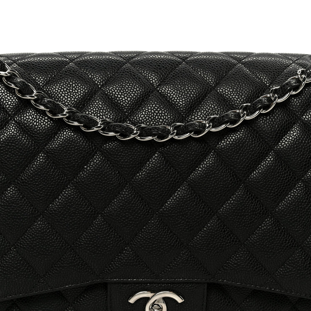 Caviar Quilted Maxi Double Flap Black