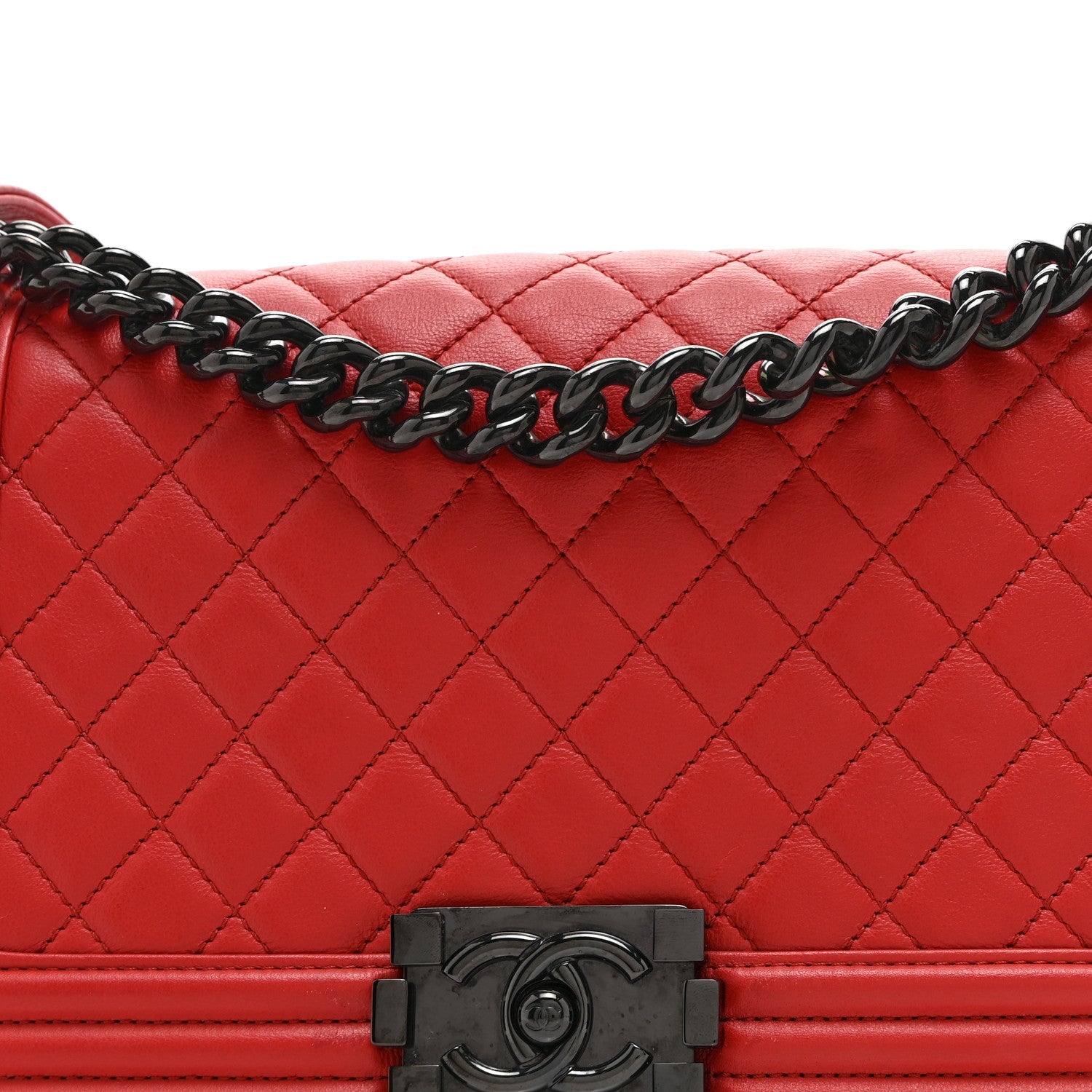 Calfskin Quilted Medium Boy Flap Red