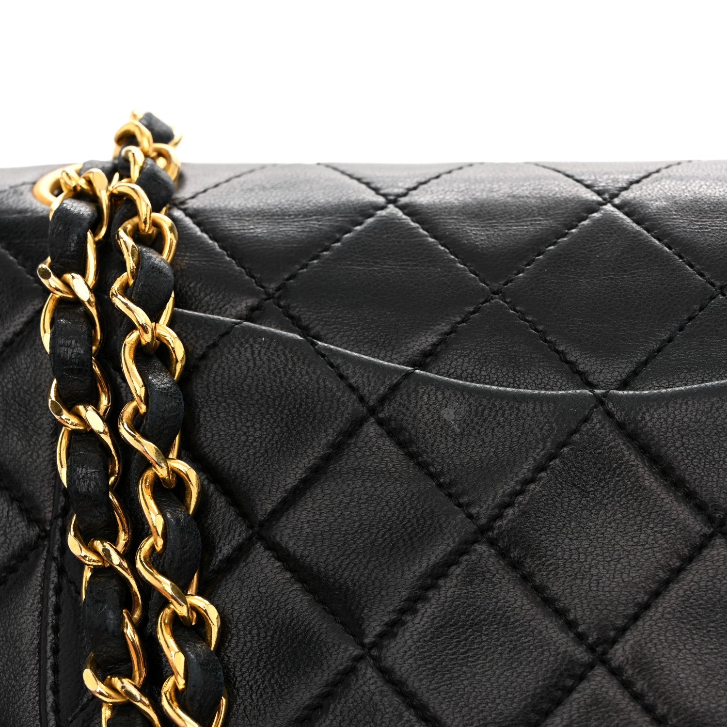 Lambskin Quilted Small Double Flap Black