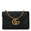 Calfskin Matelasse GG Marmont Chain Wallet Black